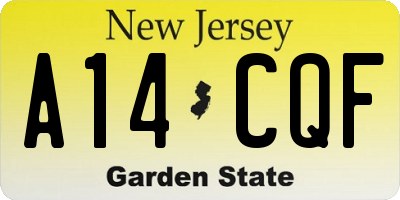 NJ license plate A14CQF