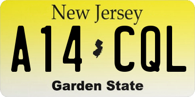 NJ license plate A14CQL