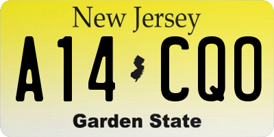 NJ license plate A14CQO