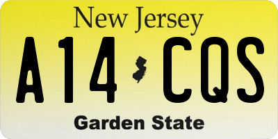NJ license plate A14CQS
