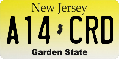 NJ license plate A14CRD