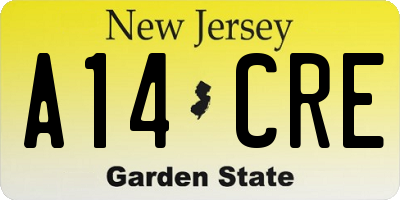 NJ license plate A14CRE