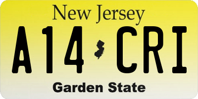 NJ license plate A14CRI
