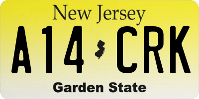 NJ license plate A14CRK