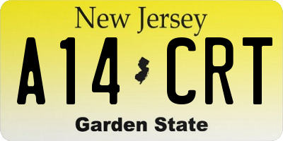 NJ license plate A14CRT