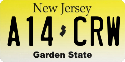 NJ license plate A14CRW