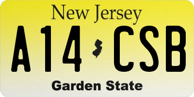 NJ license plate A14CSB