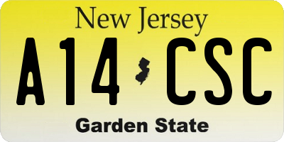 NJ license plate A14CSC