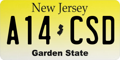 NJ license plate A14CSD