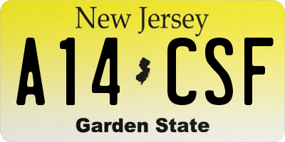 NJ license plate A14CSF