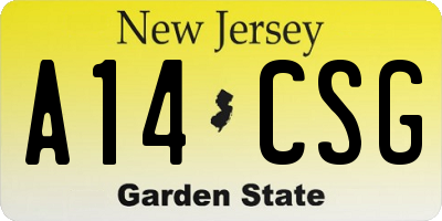 NJ license plate A14CSG