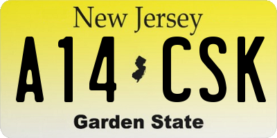 NJ license plate A14CSK