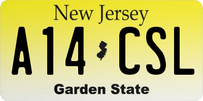 NJ license plate A14CSL