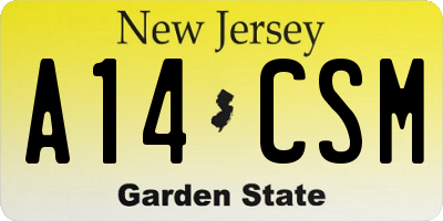 NJ license plate A14CSM