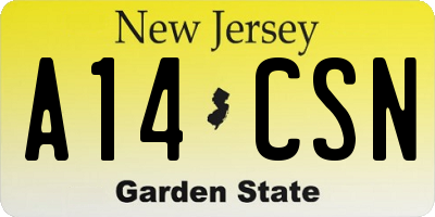 NJ license plate A14CSN