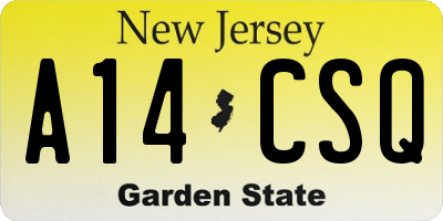 NJ license plate A14CSQ