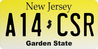 NJ license plate A14CSR