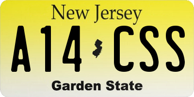 NJ license plate A14CSS