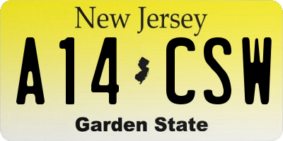 NJ license plate A14CSW