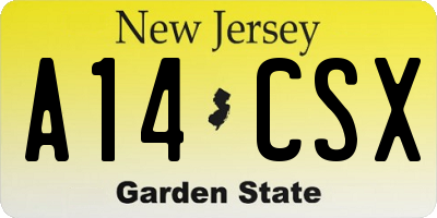 NJ license plate A14CSX