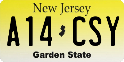 NJ license plate A14CSY