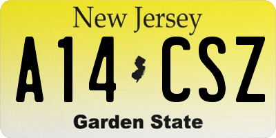 NJ license plate A14CSZ