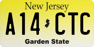 NJ license plate A14CTC