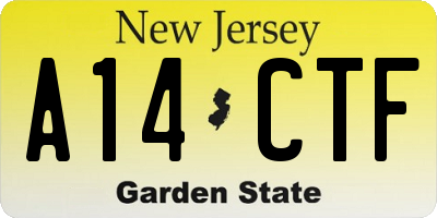 NJ license plate A14CTF