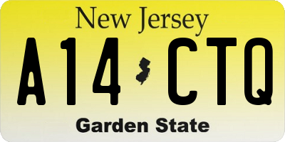 NJ license plate A14CTQ