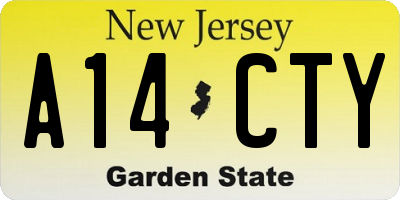 NJ license plate A14CTY