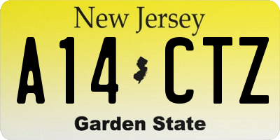 NJ license plate A14CTZ