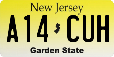NJ license plate A14CUH