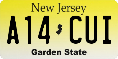NJ license plate A14CUI