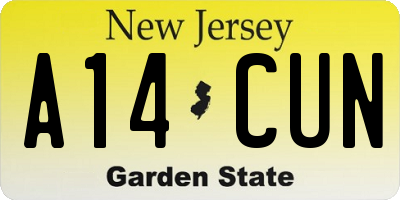 NJ license plate A14CUN