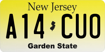 NJ license plate A14CUO