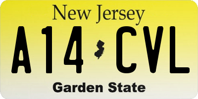 NJ license plate A14CVL