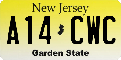 NJ license plate A14CWC