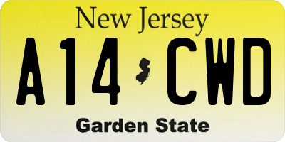 NJ license plate A14CWD