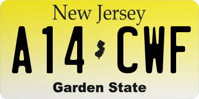 NJ license plate A14CWF