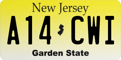 NJ license plate A14CWI