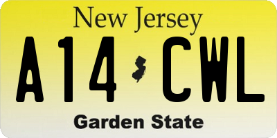 NJ license plate A14CWL