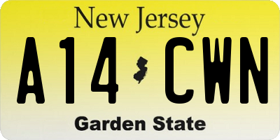 NJ license plate A14CWN