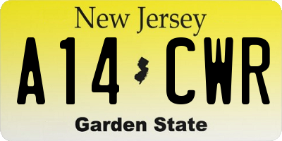 NJ license plate A14CWR