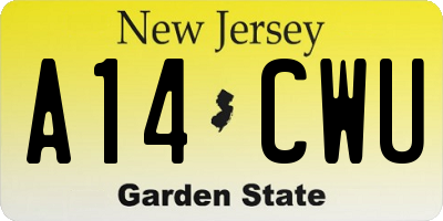 NJ license plate A14CWU