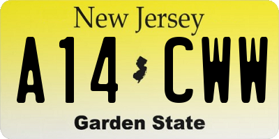 NJ license plate A14CWW