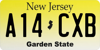 NJ license plate A14CXB