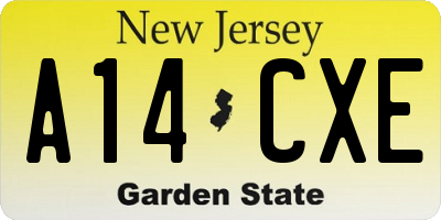 NJ license plate A14CXE