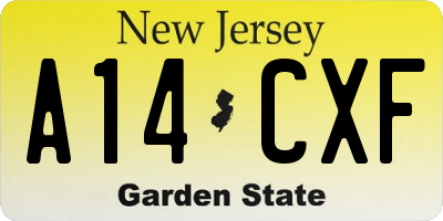NJ license plate A14CXF