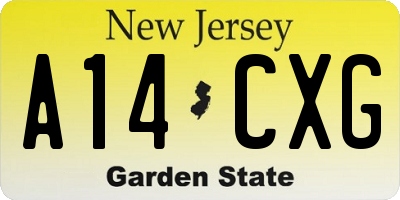 NJ license plate A14CXG