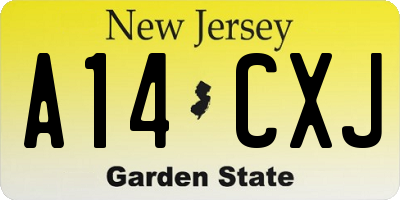 NJ license plate A14CXJ